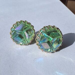 Shimmering Green Gold-Edged Earrings